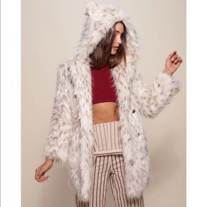 Beautiful faux fur snow leopard coat